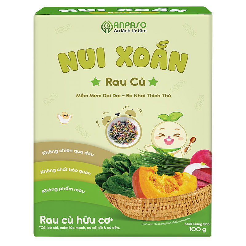 Nui xoắn rau củ Anpaso 100g (từ 6 tháng) 3