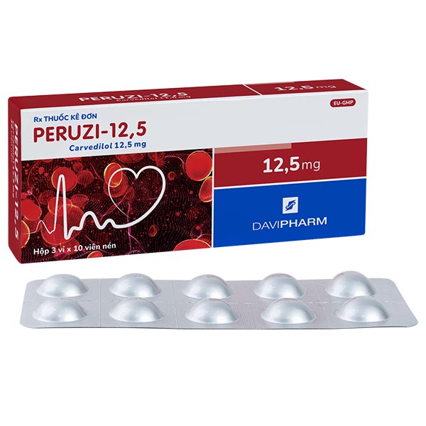 Peruzi 12.5mg điều trị tăng huyết áp, đau thắt ngực