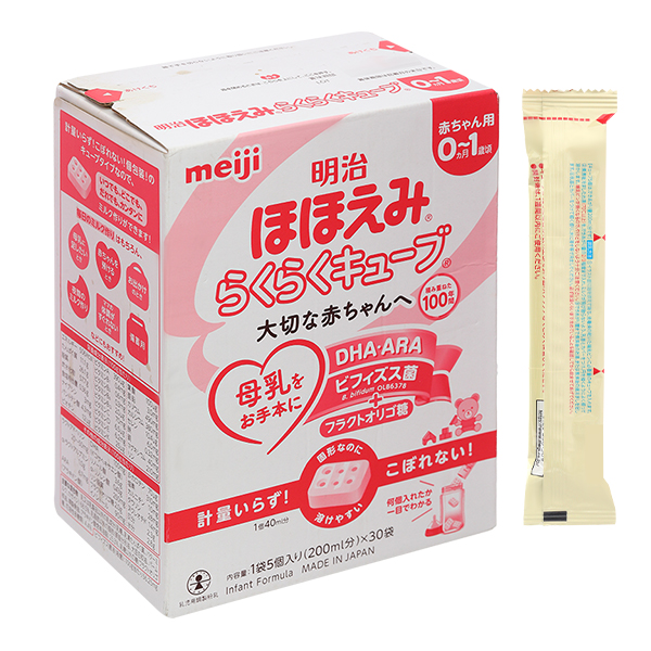 Sữa bột nội địa Nhật dạng thanh Meiji Hohoemi Raku Raku Cube 810g (0 - 12 tháng) - Mẫu mới - AVAKids.com