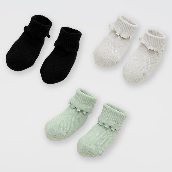 Set 3 tất sơ sinh cổ cao Ualarogo UR859 cổ bèo - Giao màu ngẫu nhiên - AVAKids.com