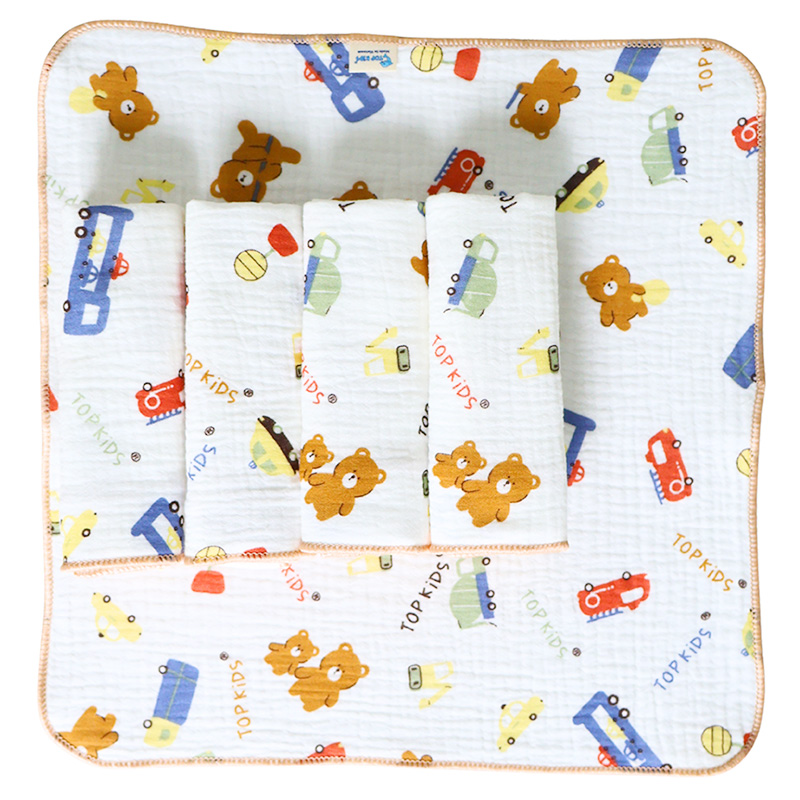 Set 5 cái khăn sữa cotton TOP KIDS 4 lớp 30x30 cm - Màu ngẫu nhiên 12