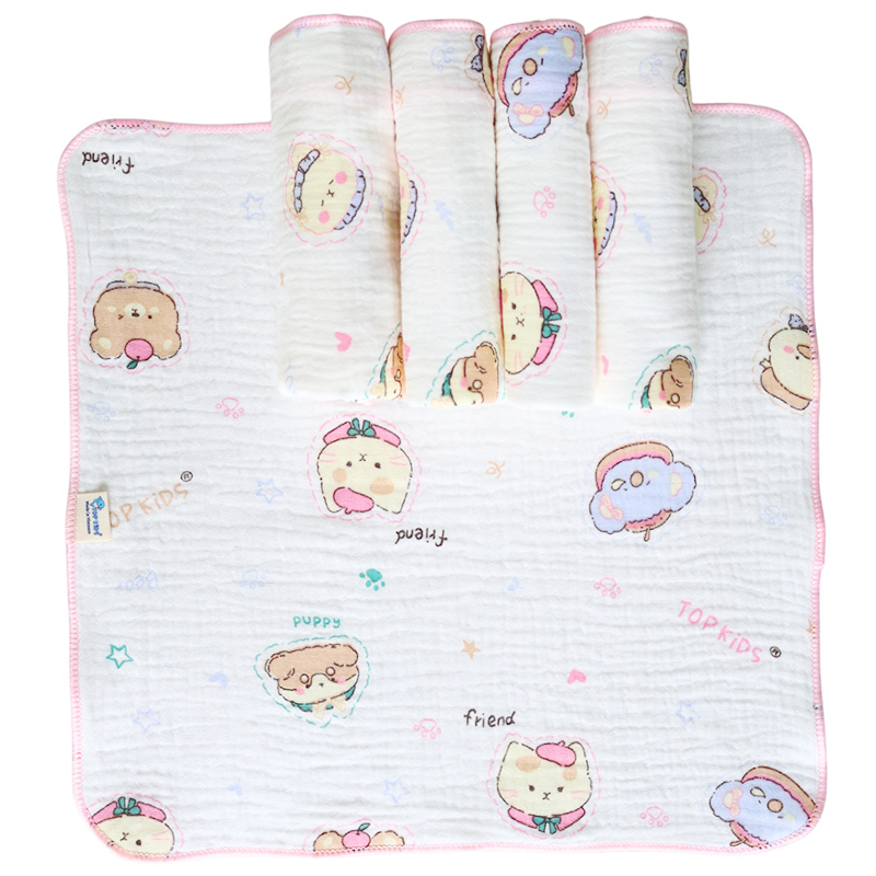 Set 5 cái khăn sữa cotton TOP KIDS 4 lớp 30x30 cm - Màu ngẫu nhiên 6