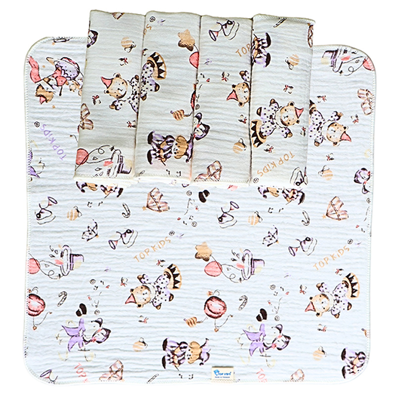 Set 5 cái khăn sữa cotton TOP KIDS 4 lớp 30x30 cm - Màu ngẫu nhiên 7
