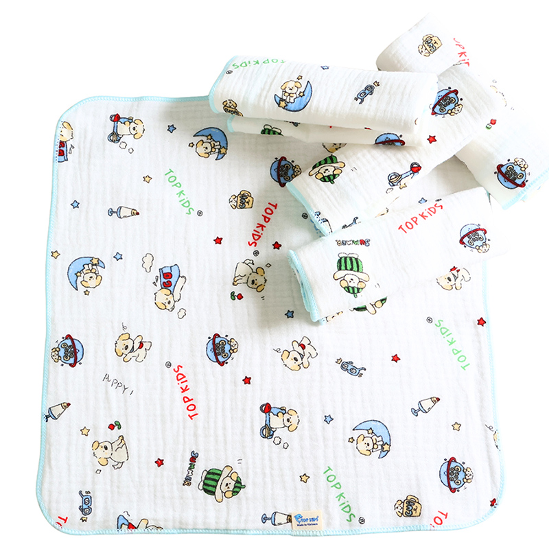 Set 5 cái khăn sữa cotton TOP KIDS 4 lớp 30x30 cm - Màu ngẫu nhiên 8