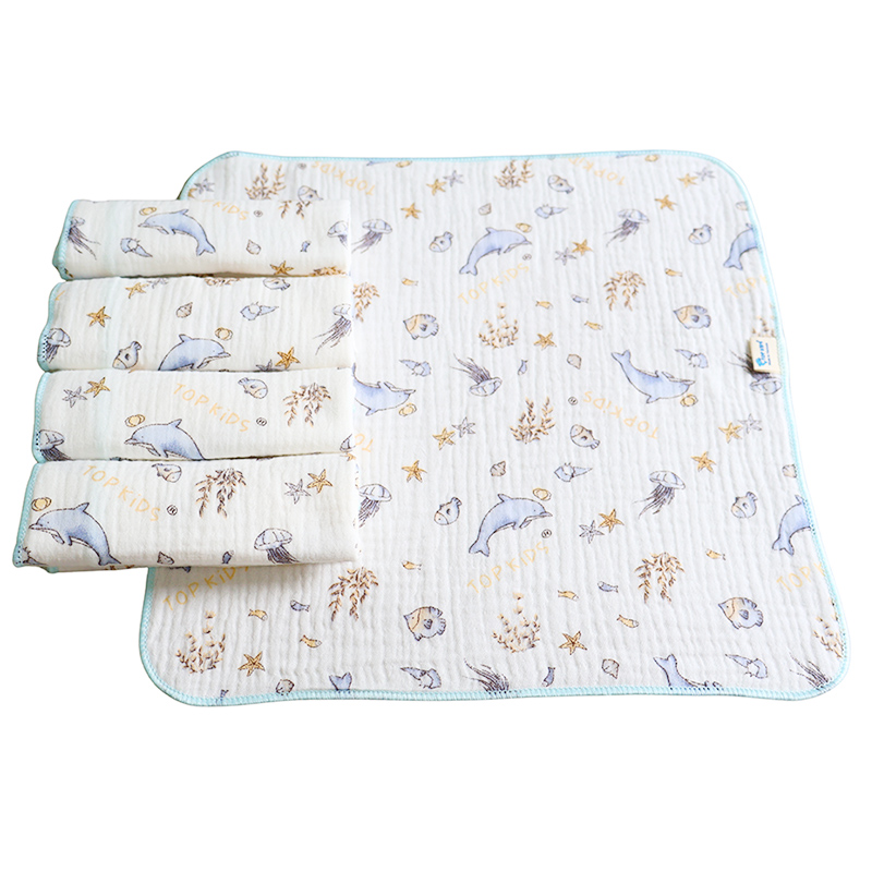 Set 5 cái khăn sữa cotton TOP KIDS 4 lớp 30x30 cm - Màu ngẫu nhiên 9