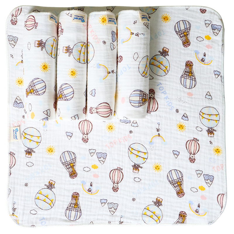 Set 5 cái khăn sữa cotton TOP KIDS 4 lớp 25x25 cm - Màu ngẫu nhiên 2