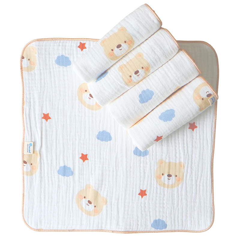 Set 5 cái khăn sữa cotton TOP KIDS 4 lớp 25x25 cm - Màu ngẫu nhiên 4