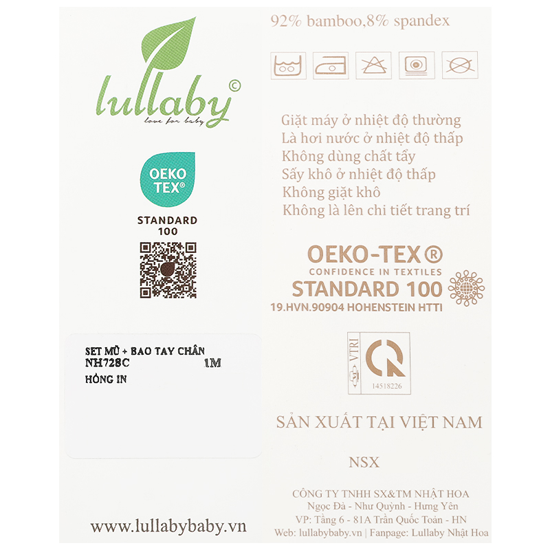 Set nón, bao tay bao chân in hình Lullaby NH728C màu trắng (0 - 3 tháng) 36