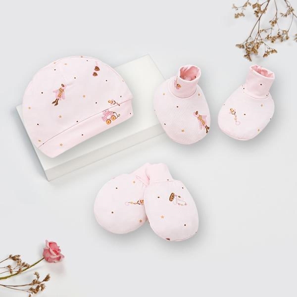 Set nón, bao tay bao chân in hình Lullaby NH728C màu hồng (0 - 3 tháng) - AVAKids.com