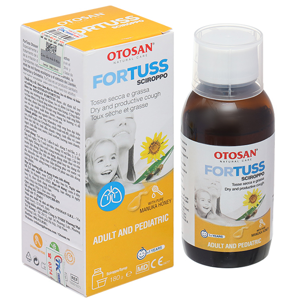 Siro ho Otosan ForTuss làm dịu cổ họng, giảm các triệu chứng ho chai 180g