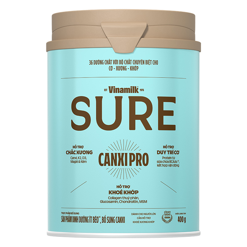 Sữa bột người lớn Vinamilk Sure Canxipro vị tự nhiên 900g 12
