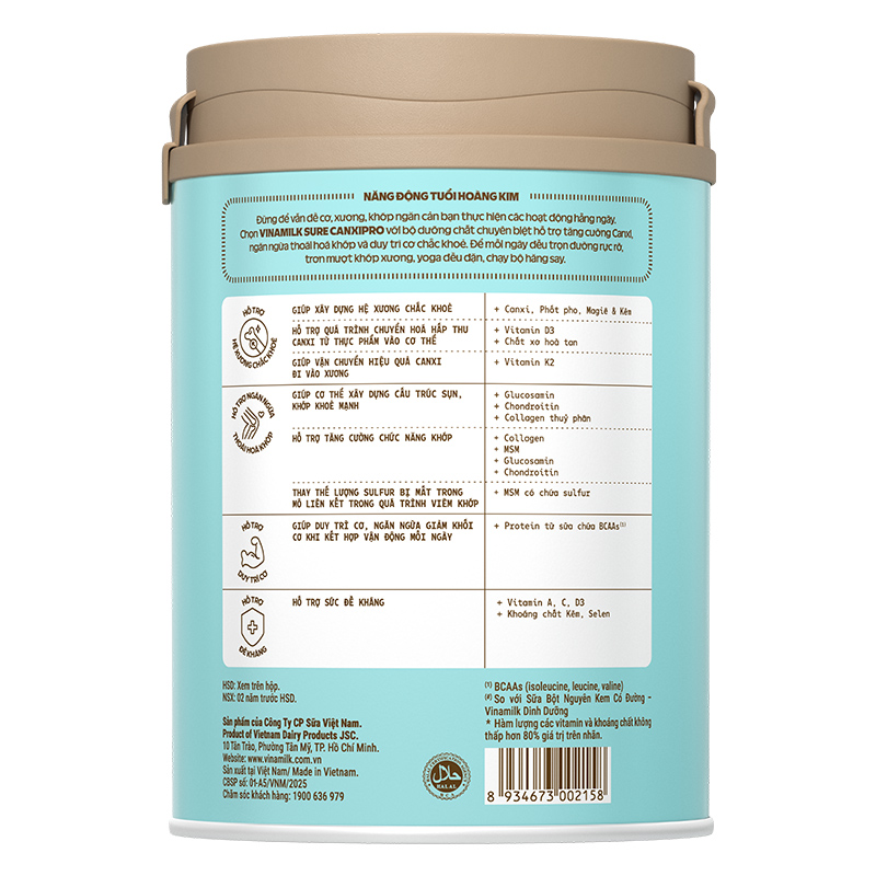 Sữa bột người lớn Vinamilk Sure Canxipro vị tự nhiên 900g 13