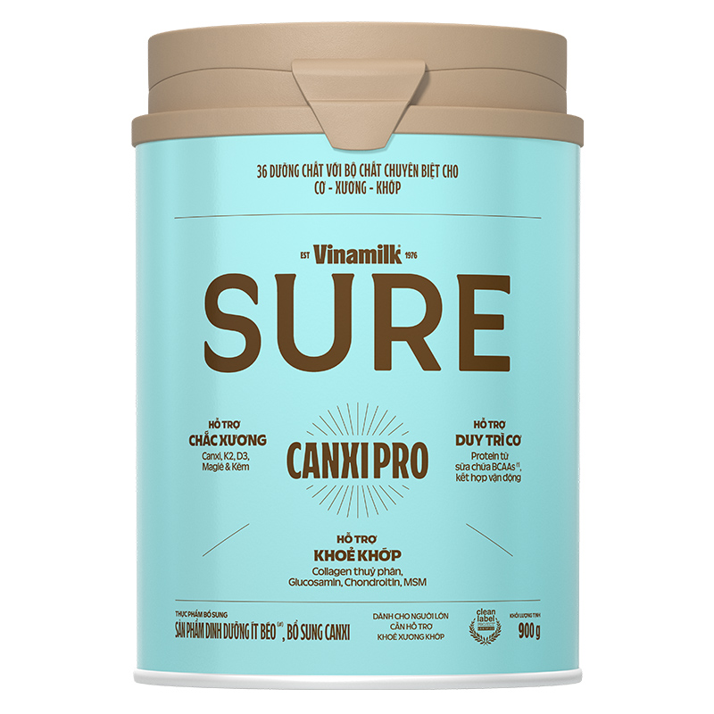 Sữa bột người lớn Vinamilk Sure Canxipro vị tự nhiên 900g 2