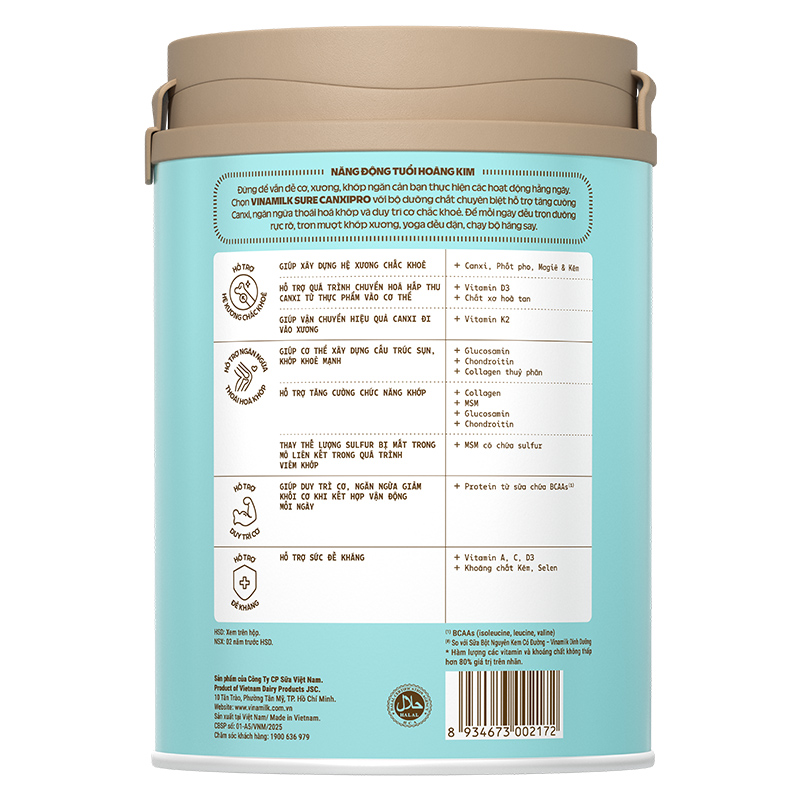 Sữa bột người lớn Vinamilk Sure Canxipro vị tự nhiên 900g 3