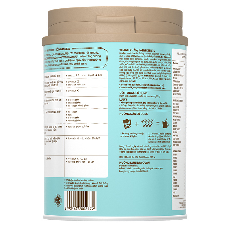 Sữa bột người lớn Vinamilk Sure Canxipro vị tự nhiên 900g 7