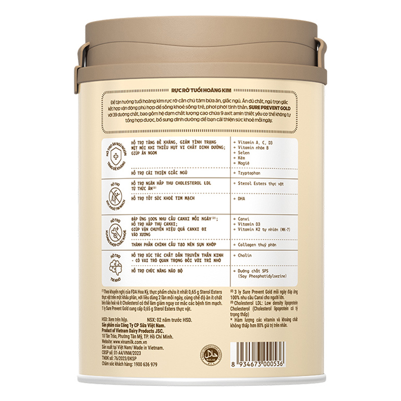 Sữa bột người lớn Vinamilk Sure Prevent Gold hương tự nhiên 400g 3