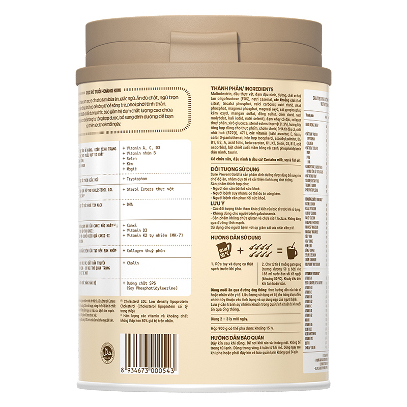 Sữa bột người lớn Vinamilk Sure Prevent Gold hương tự nhiên 400g 17
