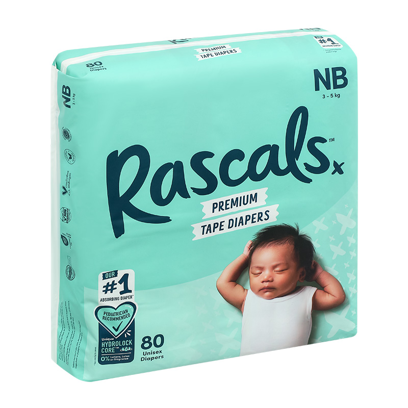 Combo 2 tã dán Rascals size NB 80 miếng/bịch (3 - 5 kg) - Giao bao bì ngẫu nhiên 4