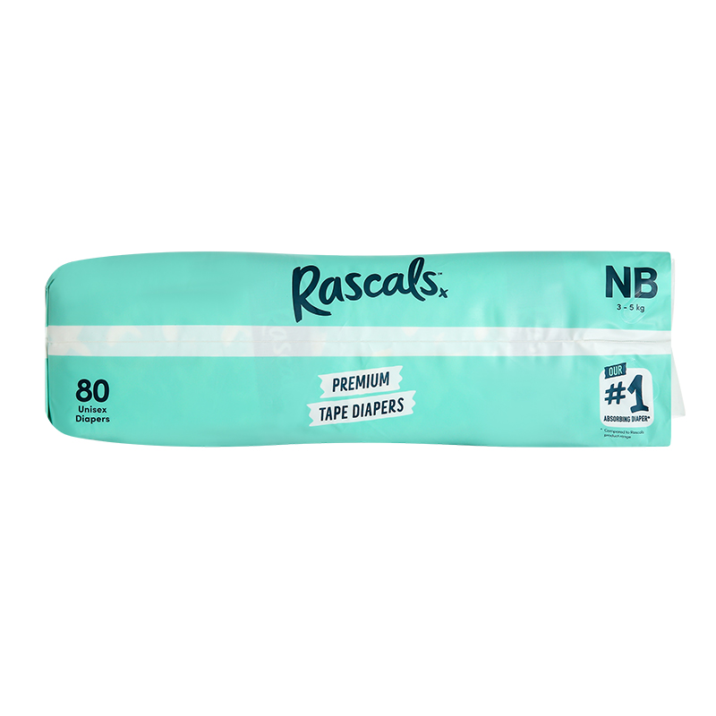 Combo 2 tã dán Rascals size NB 80 miếng/bịch (3 - 5 kg) - Giao bao bì ngẫu nhiên 5