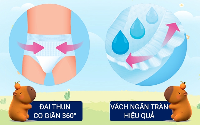 Tã quần BabyLove Capycapy size L 48 miếng - Thiết kế