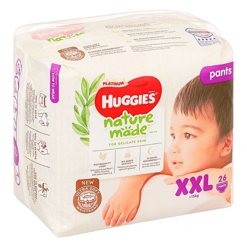 Tã quần Huggies Platinum nature made siêu cao cấp size XXL 26 miếng (Trên 15 kg) - Giao bao bì ngẫu nhiên 4