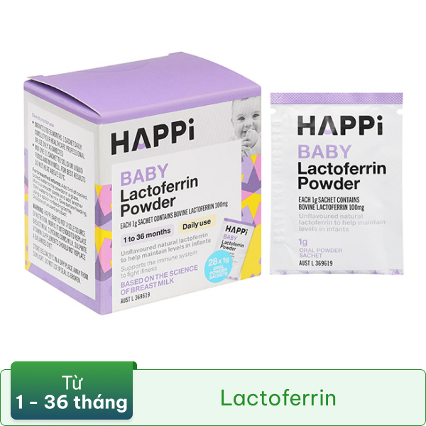 Bột Happi Baby Lactoferrin Powder hỗ trợ tăng cường sức đề kháng