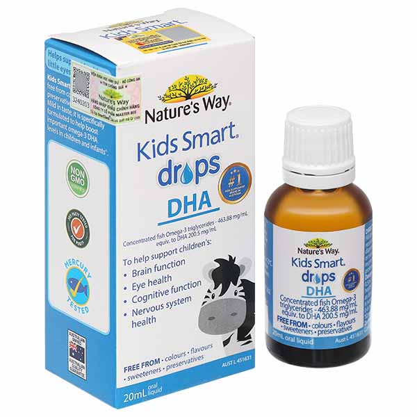 Dung dịch Nature's Way Kids Smart Drops DHA hỗ trợ tốt cho não bộ, mắt