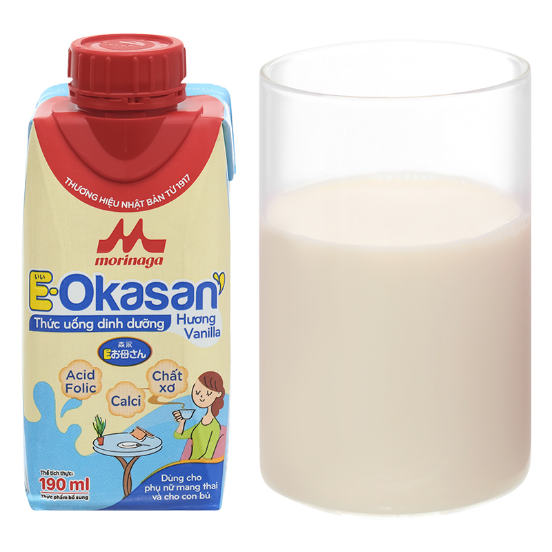 Thùng 24 hộp sữa bầu Morinaga E-Okasan hương vani 190 ml 15