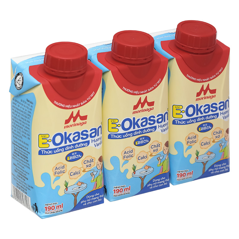 Thùng 24 hộp sữa bầu Morinaga E-Okasan hương vani 190 ml 5