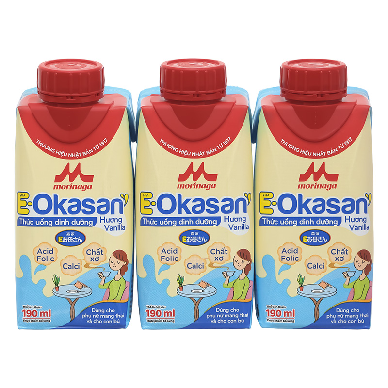 Thùng 24 hộp sữa bầu Morinaga E-Okasan hương vani 190 ml 7