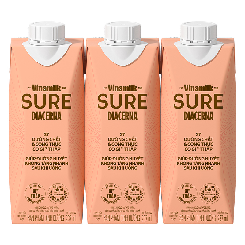 Thùng 24 sữa nước dinh dưỡng người lớn Vinamilk Sure Dicerna hương tự nhiên 237ml 6