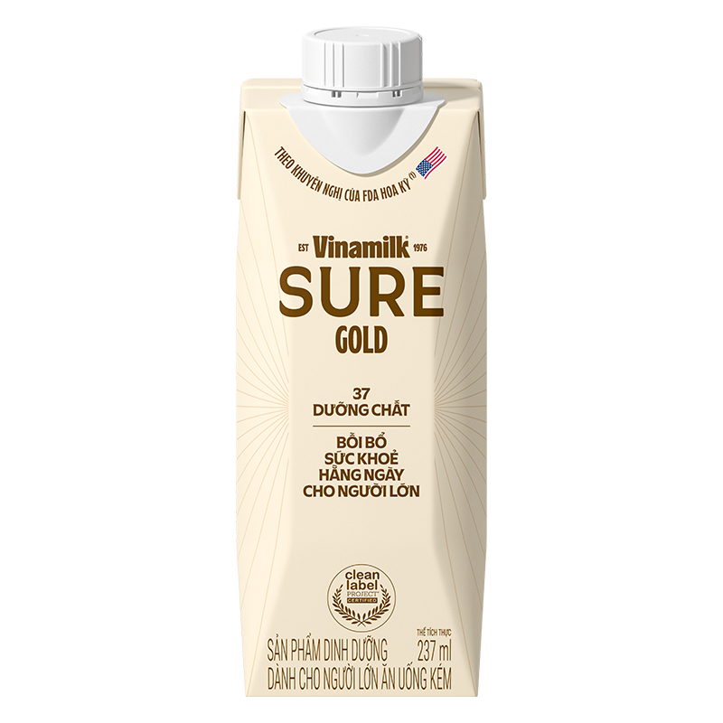 Thùng 24 sữa nước dinh dưỡng người lớn Vinamilk Sure Gold hương tự nhiên 237 ml 8