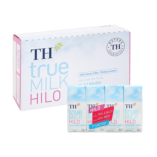 Thùng 48 hộp sữa tươi tiệt trùng TH true MILK Hilo không đường