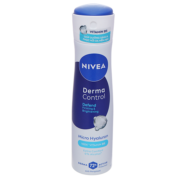 Xịt khử mùi Nivea Derma Control dưỡng sáng, ngăn mùi hôi suốt 72h