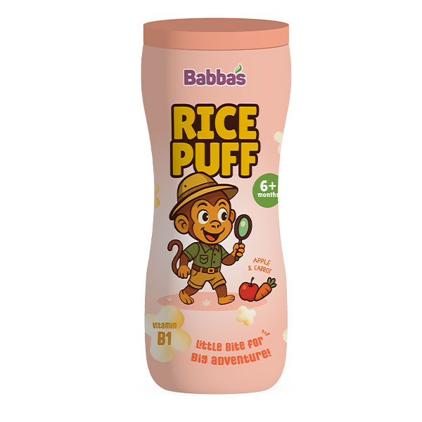 Bánh gạo ăn dặm Babba's Puffs vị táo, cà rốt