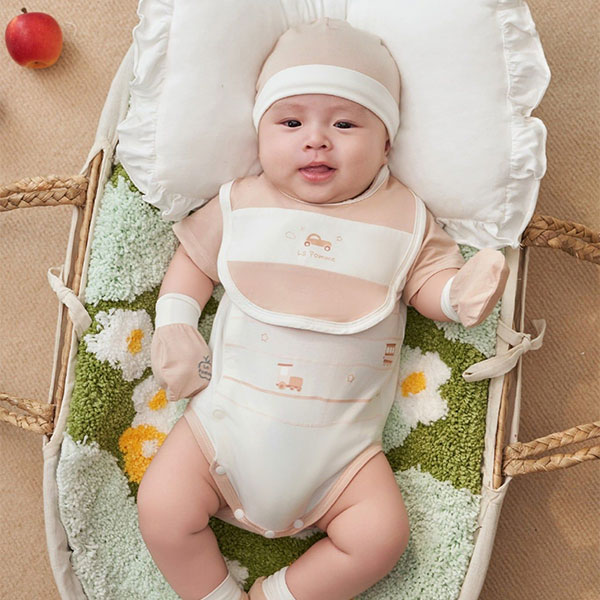 Bodychip cộc tay petit La Pomme chuyến xe mộng mơ màu be - AVAKids.com