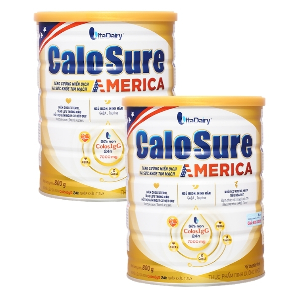 COMBO 2 lon Sữa bột Calosure America tăng cường miễn dịch và sức khỏe tim mạch 800g