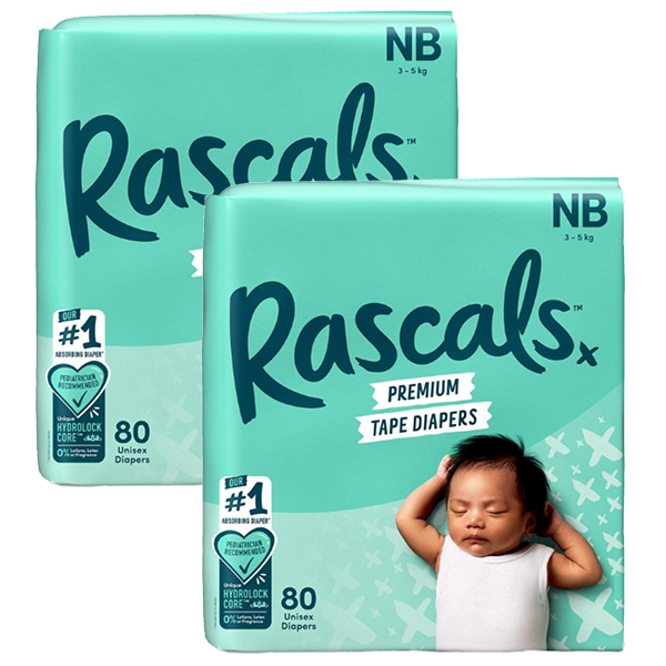 Combo 2 tã dán Rascals size NB - Giao bao bì ngẫu nhiên