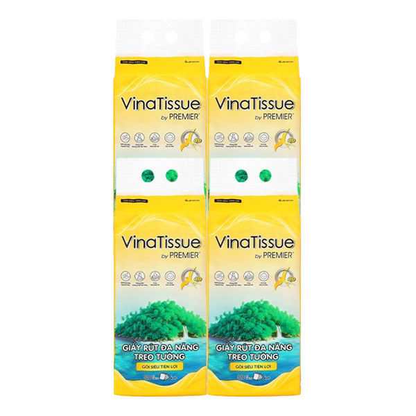 Combo 4 gói khăn giấy rút đa năng PREMIER Vinatissue không mùi