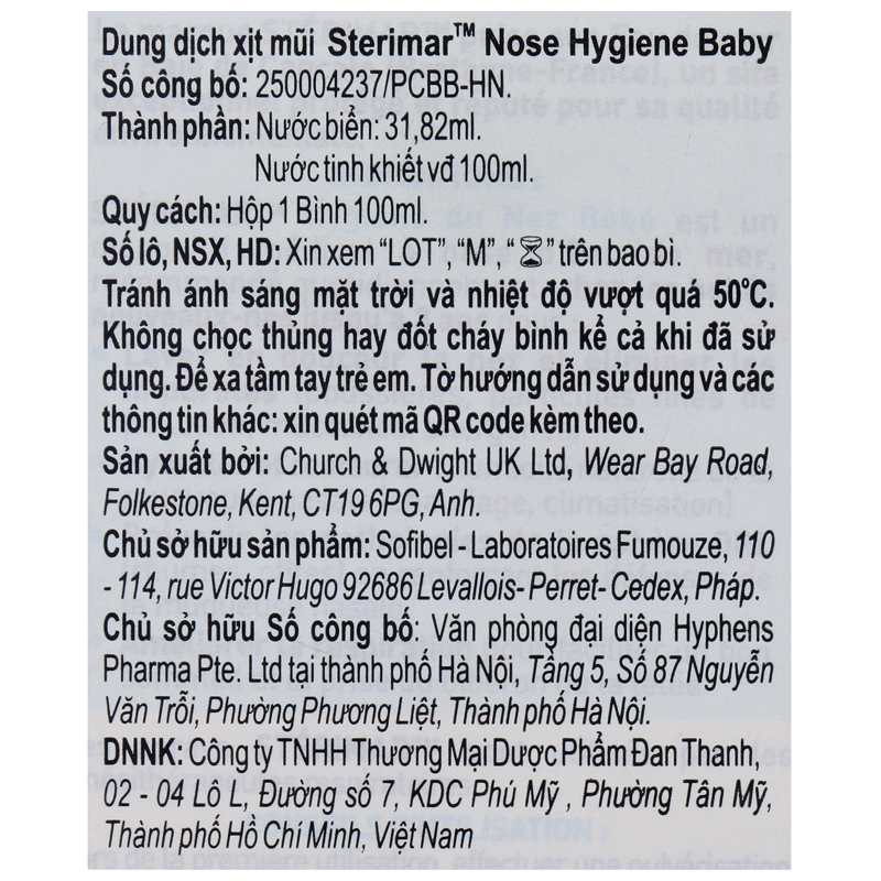 Dung dịch xịt mũi baby STERIMAR Nose Hygiene làm sạch mũi cho trẻ chai 100ml - 9