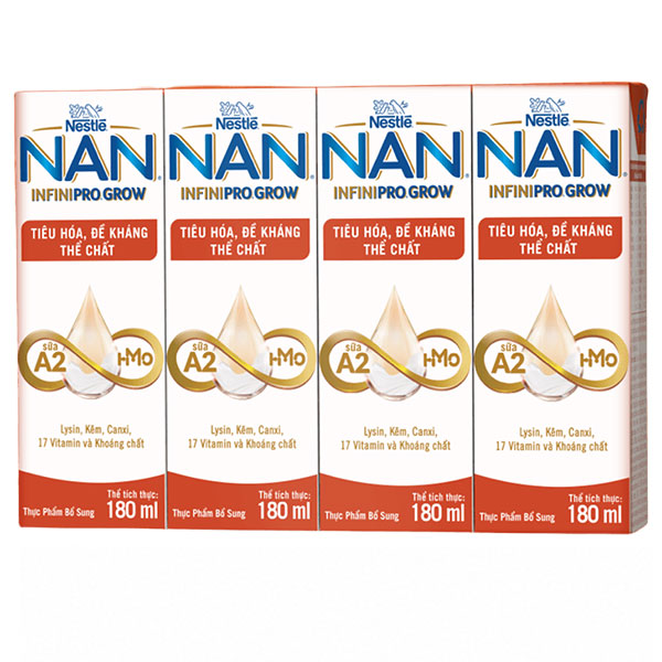 Lốc 4 hộp sữa pha sẵn Nestlé NAN InfiniPro Grow 180ml (từ 1 tuổi) - AVAKids.com