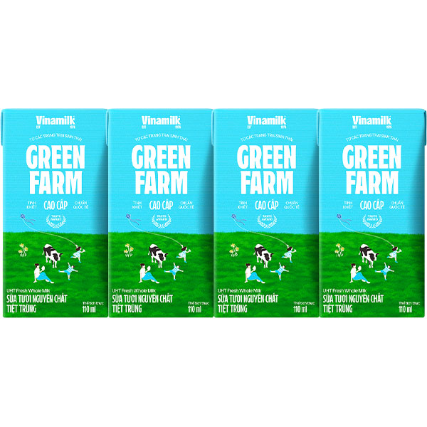 Thùng 48 hộp sữa tươi tiệt trùng Vinamilk Green Farm không đường 110 ml (từ 1 tuổi) - AVAKids.com