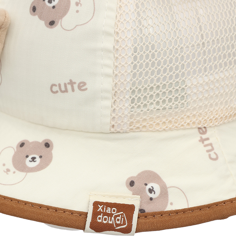 Nón vành cho bé TOP KIDS gấu cute màu nâu be 8