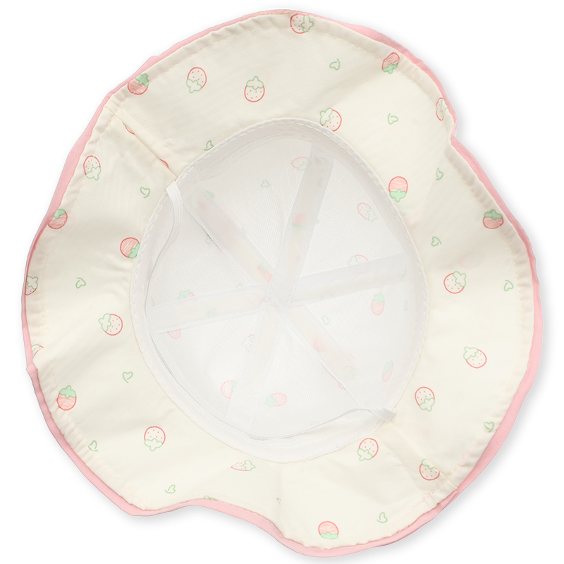 Nón vành cho bé TOP KIDS quả dâu màu trắng hồng 6