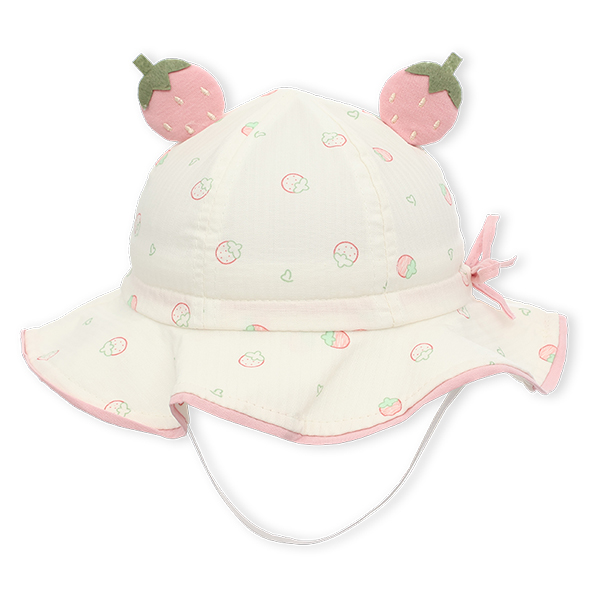 Nón vành cho bé TOP KIDS quả dâu màu trắng hồng - AVAKids.com
