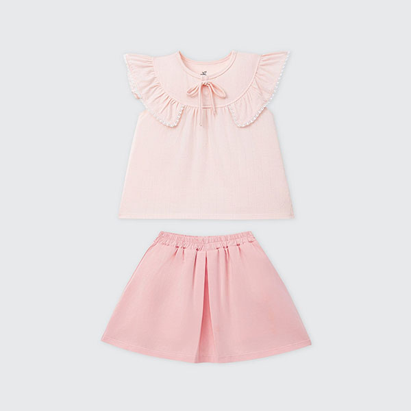 Set váy tay ngắn La Pomme cotton màu hồng 18 tháng - AVAKids.com
