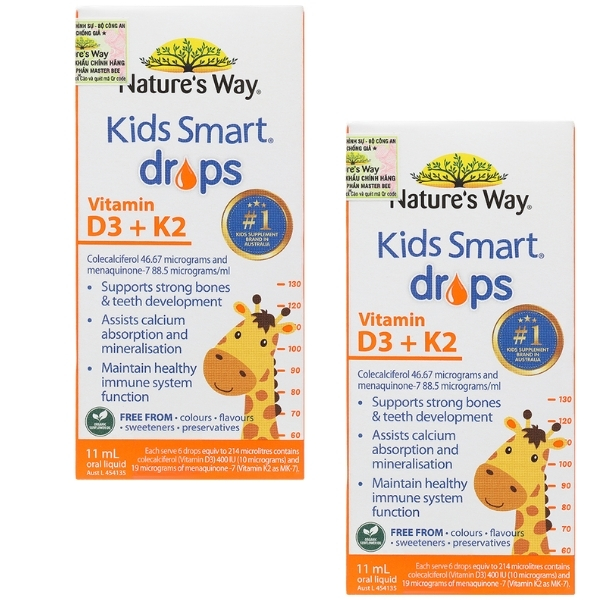 Combo 2 lọ Thực phẩm bảo vệ sức khỏe Nature's Way Kids Smart Drops Vitamin D3+K2 11ml - 12