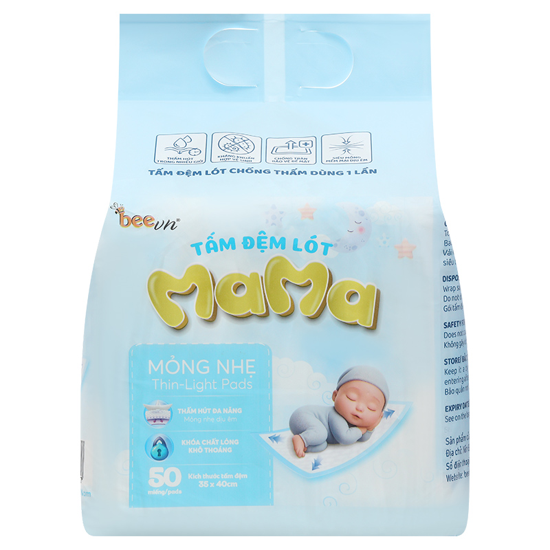 50 tấm lót Mama 35x40 cm - Màu trắng - AVAKids.com