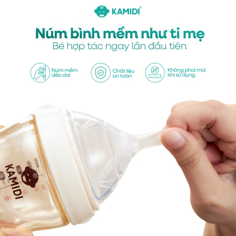 Bình sữa nhựa PPSU Kamidi cổ rộng thế hệ thứ 2 300 ml - Họa tiết gấu (6 - 9 tháng) 11