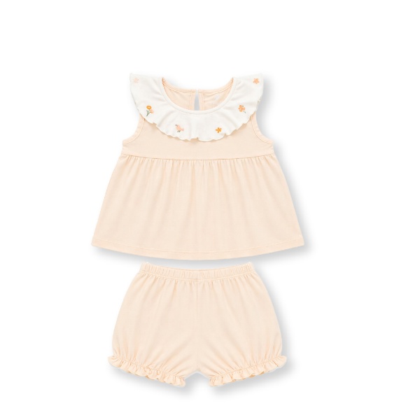 Bộ sát nách bé gái bamboo Lullaby NH705 màu cam - AVAKids.com